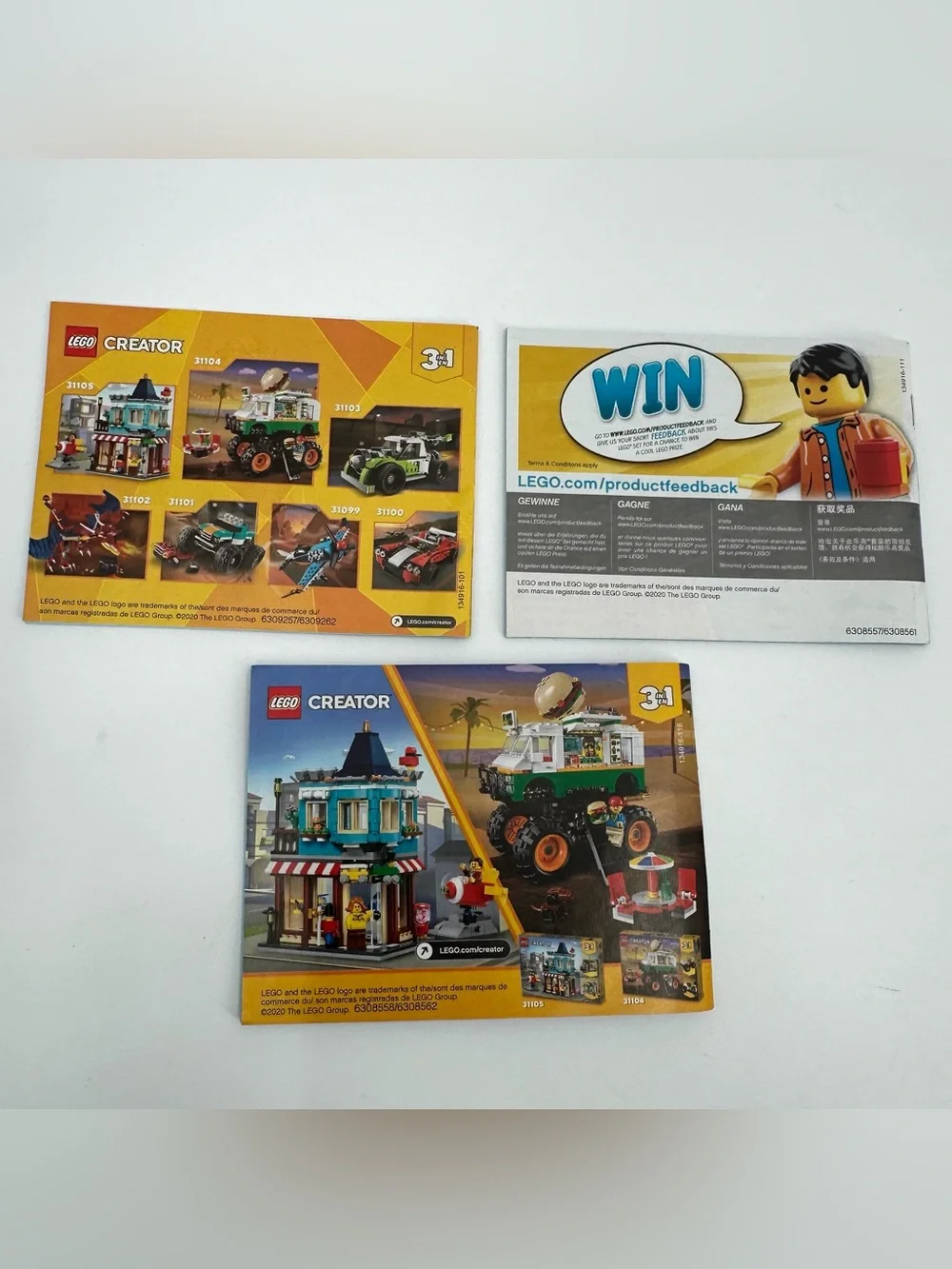 LEGO CREATOR Instruction Manuals for Set 31100 3-in-1 Sports Car 3 BOOKLETS ONLY